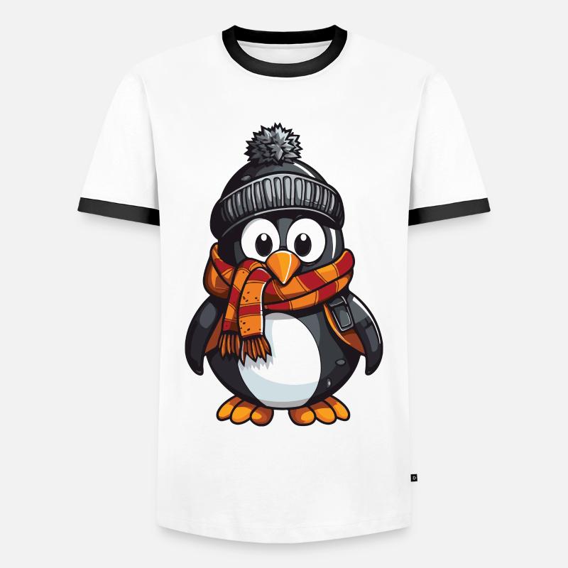 Penguin Winter Comic - Men's Ringer Shirt - white/black