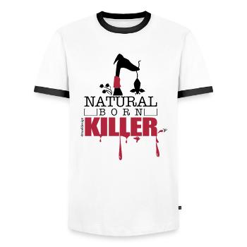natura born killer - Men's Ringer Shirt - white/black - Front - AI Model Female 172 light (172cm) & AI Model Male 178 dark (178cm)