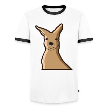 Kangaroo Kangaroo Australia Marsupial Pouch - Men's Ringer Shirt - white/black - Front - AI Model Female 172 light (172cm) & AI Model Male 178 dark (178cm)