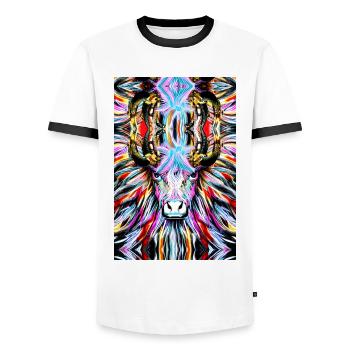 Camargue Bull abstrakte Malerei - Männer Kontrast-T-Shirt - Weiß/Schwarz - Vorne - AI Model Female 172 light (172cm) & AI Model Male 178 dark (178cm)