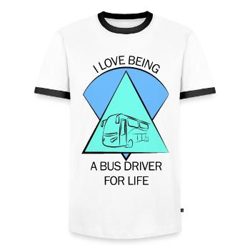 Bus Bus Driver School Bus Bus Bus Bus Driver - Men's Ringer Shirt - white/black - Front - AI Model Female 172 light (172cm) & AI Model Male 178 dark (178cm)