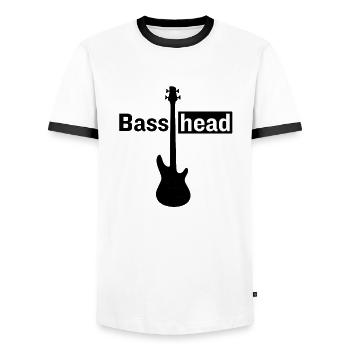 Bass Head Guitar Music Lover Bass Guitarist - Men's Ringer Shirt - white/black - Front - AI Model Female 172 light (172cm) & AI Model Male 178 dark (178cm)