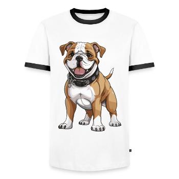 Bulldog Hund Tier - Männer Kontrast-T-Shirt - Weiß/Schwarz - Vorne - AI Model Female 172 light (172cm) & AI Model Male 178 dark (178cm)