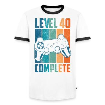 40th Birthday Level 40 Complete Gift - Men's Ringer Shirt - white/black - Front - AI Model Female 172 light (172cm) & AI Model Male 178 dark (178cm)