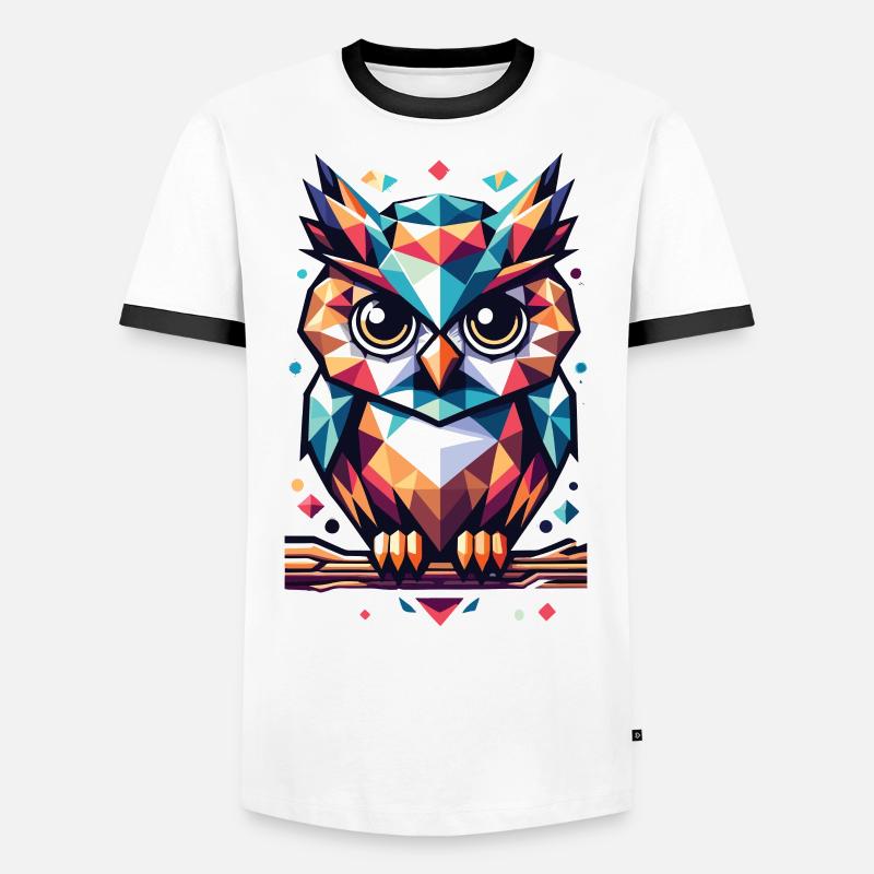 Polygon Eule geometrisch - Männer Kontrast-T-Shirt - Weiß/Schwarz