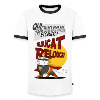 Reloucat et les escaliers - T-shirt contrasté Homme - blanc/noir - Devant - AI Model Female 172 light (172cm) & AI Model Male 178 dark (178cm)