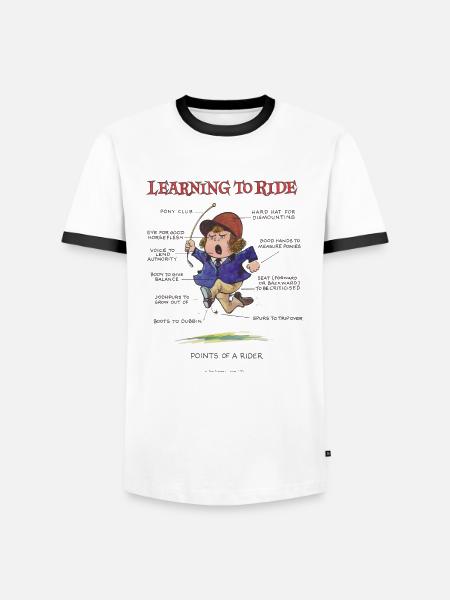 Thelwell - Learning to ride - Men's Ringer Shirt - white/black