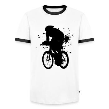Vélo de route pour hommes vélo de route cyclisme de course cyclisme de course - T-shirt contrasté Homme - blanc/noir - Devant - AI Model Female 172 light (172cm) & AI Model Male 178 dark (178cm)
