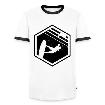 Men's Kitesurfer Kitesurf Kiting Women Kite - Men's Ringer Shirt - white/black - Front - AI Model Female 172 light (172cm) & AI Model Male 178 dark (178cm)