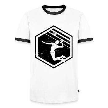 Volley Volleyballspielen Volleyballspieler - Männer Kontrast-T-Shirt - Weiß/Schwarz - Vorne - AI Model Female 172 light (172cm) & AI Model Male 178 dark (178cm)