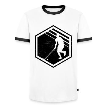 Unihockeyspielen Innebandy Herren Salibandy - Männer Kontrast-T-Shirt - Weiß/Schwarz - Vorne - AI Model Female 172 light (172cm) & AI Model Male 178 dark (178cm)