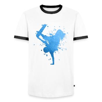Skateboarder Patinage Skateboard Hommes Femmes - T-shirt contrasté Homme - blanc/noir - Devant - AI Model Female 172 light (172cm) & AI Model Male 178 dark (178cm)