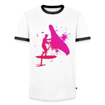 Wingfoil hommes Wingfoil femmes wingsurf - T-shirt contrasté Homme - blanc/noir - Devant - AI Model Female 172 light (172cm) & AI Model Male 178 dark (178cm)
