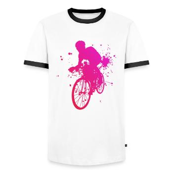 Hommes Vélo de route Vélo de route Femmes - T-shirt contrasté Homme - blanc/noir - Devant - AI Model Female 172 light (172cm) & AI Model Male 178 dark (178cm)