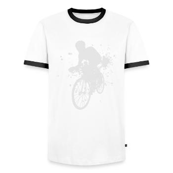 Vélo de route Hommes Cyclisme sur route Cyclisme sur route - T-shirt contrasté Homme - blanc/noir - Devant - AI Model Female 172 light (172cm) & AI Model Male 178 dark (178cm)
