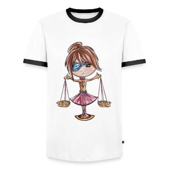 Sternzeichen: Waage - Männer Kontrast-T-Shirt - Weiß/Schwarz - Vorne - AI Model Female 172 light (172cm) & AI Model Male 178 dark (178cm)