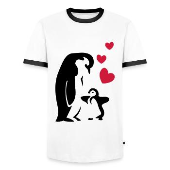 Penguin dad / mom - baby - Men's Ringer Shirt - white/black - Front - AI Model Female 172 light (172cm) & AI Model Male 178 dark (178cm)