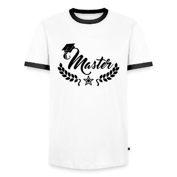 Master en - T-shirt contrasté Homme - blanc/noir - Devant - AI Model Female 172 light (172cm) & AI Model Male 178 dark (178cm)