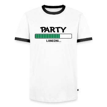 Party loading loading bar - Men's Ringer Shirt - white/black - Front - AI Model Female 172 light (172cm) & AI Model Male 178 dark (178cm)