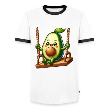 Avocat sur la balançoire - T-shirt contrasté Homme - blanc/noir - Devant - AI Model Female 172 light (172cm) & AI Model Male 178 dark (178cm)