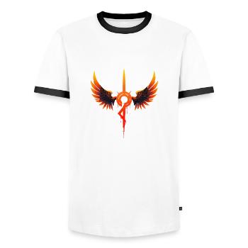 Fire Wing Symbol - Men's Ringer Shirt - white/black - Front - AI Model Female 172 light (172cm) & AI Model Male 178 dark (178cm)