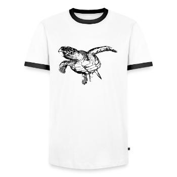 Wasserschildkröte - Männer Kontrast-T-Shirt - Weiß/Schwarz - Vorne - AI Model Female 172 light (172cm) & AI Model Male 178 dark (178cm)