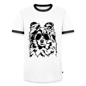 SHETLAND SHEEPDOG SHELTIE cool glasses Wilsigns - Men's Ringer Shirt - white/black - Front - AI Model Female 172 light (172cm) & AI Model Male 178 dark (178cm)