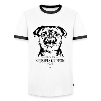 Brussels Griffon Dad Hund Hunde Wilsigns - Männer Kontrast-T-Shirt - Weiß/Schwarz - Vorne - AI Model Female 172 light (172cm) & AI Model Male 178 dark (178cm)