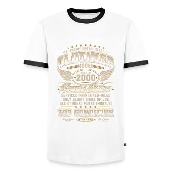 Oldtimer Baujahr 2000 Jahrgang Geburtstag Geschenk - Männer Kontrast-T-Shirt - Weiß/Schwarz - Vorne - AI Model Female 172 light (172cm) & AI Model Male 178 dark (178cm)