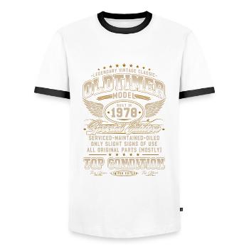 Vintage Car Year 1978 Vintage Birthday Gift - Men's Ringer Shirt - white/black - Front - AI Model Female 172 light (172cm) & AI Model Male 178 dark (178cm)