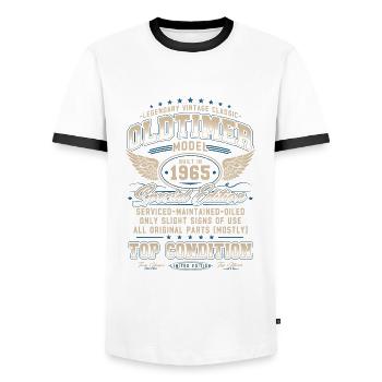 Oldtimer Baujahr 1965 Jahrgang Geburtstag Geschenk - Männer Kontrast-T-Shirt - Weiß/Schwarz - Vorne - AI Model Female 172 light (172cm) & AI Model Male 178 dark (178cm)