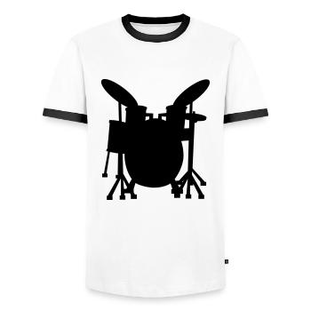 Drums Instrument Gift Idea Music Band - Men's Ringer Shirt - white/black - Front - AI Model Female 172 light (172cm) & AI Model Male 178 dark (178cm)
