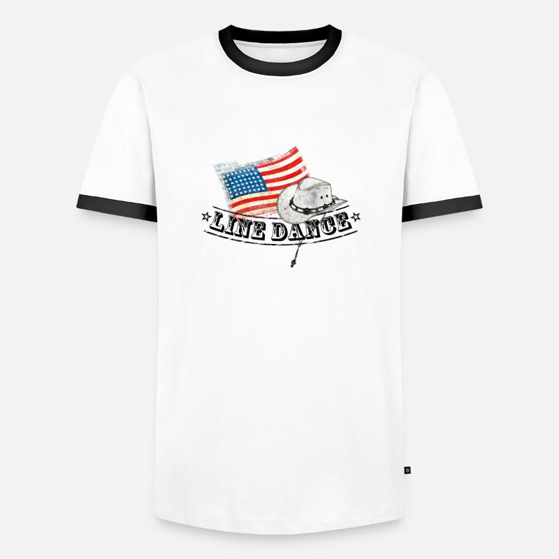 linedance - Männer Kontrast-T-Shirt - Weiß/Schwarz
