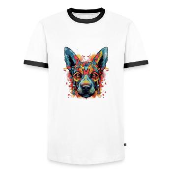 Chien - T-shirt contrasté Homme - blanc/noir - Devant - AI Model Female 172 light (172cm) & AI Model Male 178 dark (178cm)