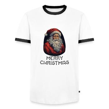 Santa Claus - Marry Christmas - Men's Ringer Shirt - white/black - Front - AI Model Female 172 light (172cm) & AI Model Male 178 dark (178cm)