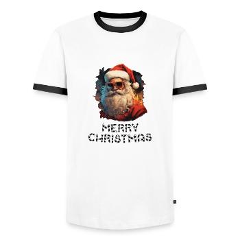 Santa Claus - Marry Christmas - Men's Ringer Shirt - white/black - Front - AI Model Female 172 light (172cm) & AI Model Male 178 dark (178cm)