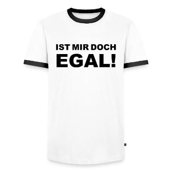 Ist mir doch egal! - Männer Kontrast-T-Shirt - Weiß/Schwarz - Vorne - AI Model Female 172 light (172cm) & AI Model Male 178 dark (178cm)