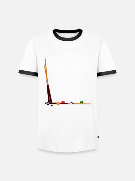 Billard Queues Kugeln - Männer Kontrast-T-Shirt - Weiß/Schwarz