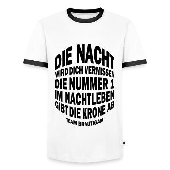 JGA T-Shirt Die Nacht wird dich vermissen - Männer Kontrast-T-Shirt - Weiß/Schwarz - Vorne - AI Model Female 172 light (172cm) & AI Model Male 178 dark (178cm)