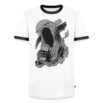 Death before work - T-shirt contrasté Homme - blanc/noir - Devant - AI Model Female 172 light (172cm) & AI Model Male 178 dark (178cm)