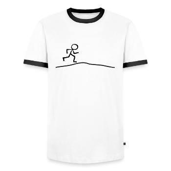 Strichmännchen läuft Steigung - Männer Kontrast-T-Shirt - Weiß/Schwarz - Vorne - AI Model Female 172 light (172cm) & AI Model Male 178 dark (178cm)