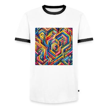 Buntes Labyrinth Geometrische Irrgarten Kunst - Männer Kontrast-T-Shirt - Weiß/Schwarz - Vorne - AI Model Female 172 light (172cm) & AI Model Male 178 dark (178cm)