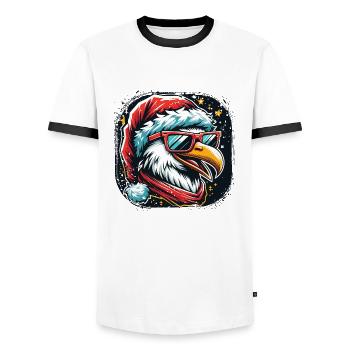 Möwe Santa Claus Weihnachtsmann - Männer Kontrast-T-Shirt - Weiß/Schwarz - Vorne - AI Model Female 172 light (172cm) & AI Model Male 178 dark (178cm)