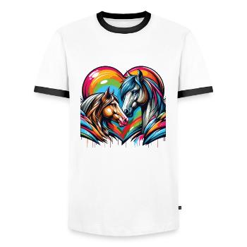 Pferdeliebe verliebte Pferde Herz Graffiti Style - Männer Kontrast-T-Shirt - Weiß/Schwarz - Vorne - AI Model Female 172 light (172cm) & AI Model Male 178 dark (178cm)