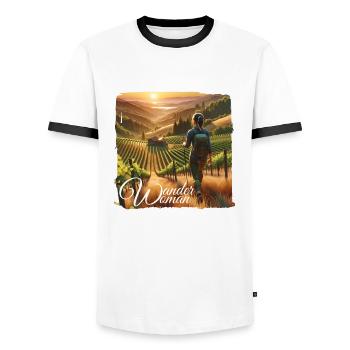 Wander Woman Berge Trekking Wandern Damen - Männer Kontrast-T-Shirt - Weiß/Schwarz - Vorne - AI Model Female 172 light (172cm) & AI Model Male 178 dark (178cm)