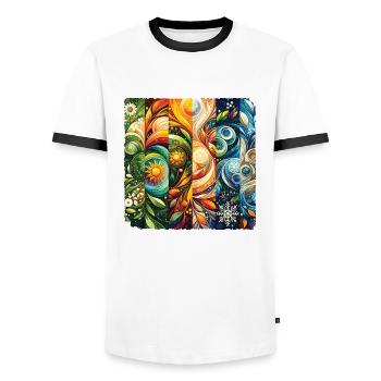 All Seasons Spring Summer Autumn Winter - Men's Ringer Shirt - white/black - Front - AI Model Female 172 light (172cm) & AI Model Male 178 dark (178cm)