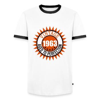 Vintage 1963 - Männer Kontrast-T-Shirt - Weiß/Schwarz - Vorne - AI Model Female 172 light (172cm) & AI Model Male 178 dark (178cm)