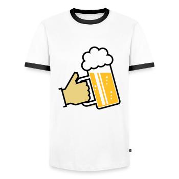 XBayerian Salute (L3) - Men's Ringer Shirt - white/black - Front - AI Model Female 172 light (172cm) & AI Model Male 178 dark (178cm)