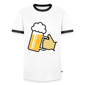 XGruß Aus Bayern (L3) - Männer Kontrast-T-Shirt - Weiß/Schwarz - Vorne - AI Model Female 172 light (172cm) & AI Model Male 178 dark (178cm)