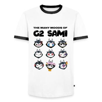G2 Esports Logo Und Sami Emojis - Männer Kontrast-T-Shirt - Weiß/Schwarz - Vorne - AI Model Female 172 light (172cm) & AI Model Male 178 dark (178cm)